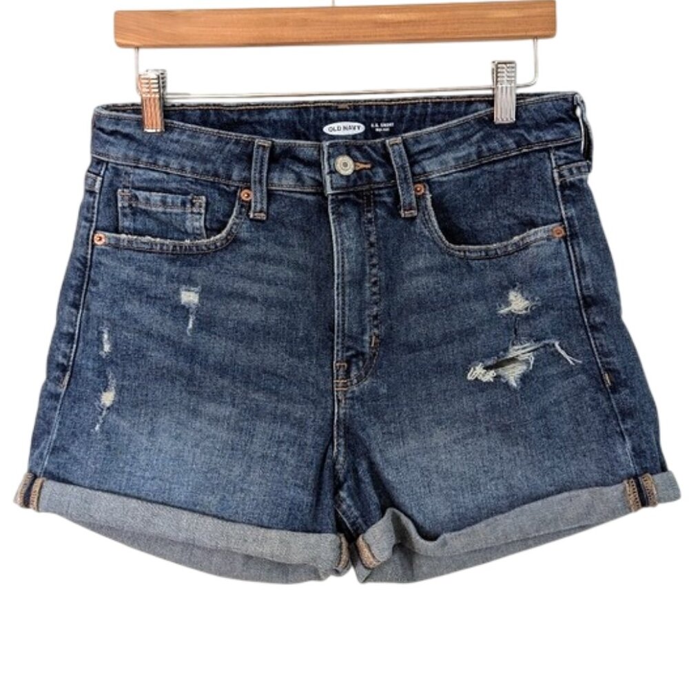 Old Navy Distressed‎ High Rise Blue Jean Shorts Size 8